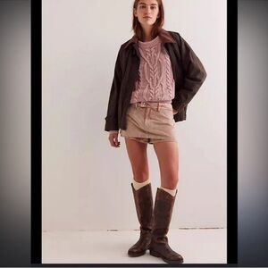 We The Free 28 Chocolate Truffle Corduroy Gala-Vanting Low Rise Mini Skort NWT